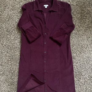 J Jill Corduroy Button Maroon/Burgundy Shirtdress w/ pockets